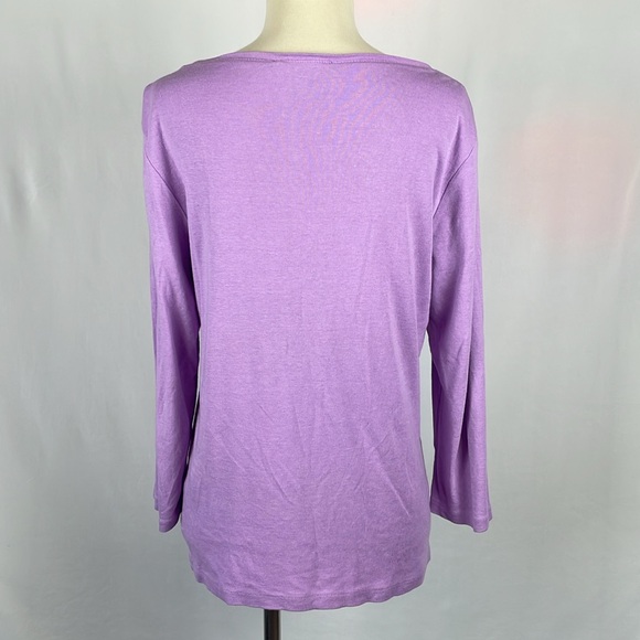 Ralph Lauren Sport Lilac/Lavender Deep Scoop Neck Ribbed Top - Size Large - Picture 5 of 9